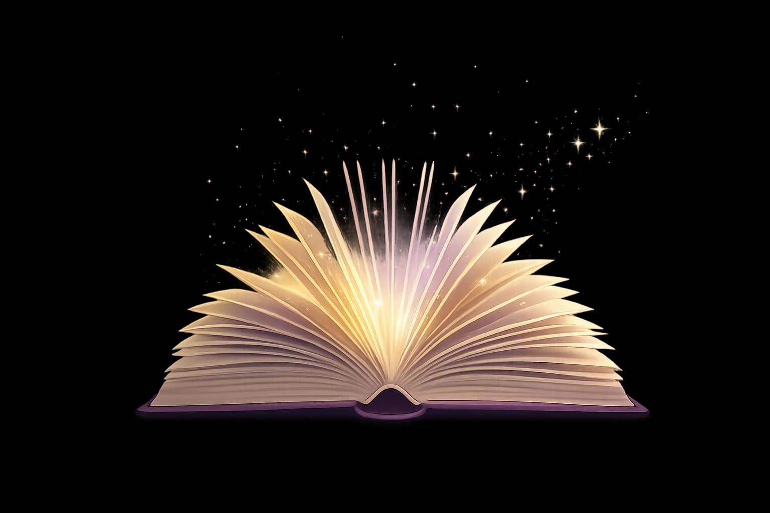 Magic book glowing with story energy